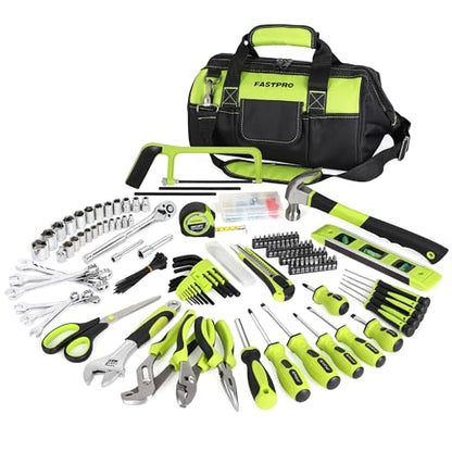 FASTPRO 267-Piece Home Tool Set with 13-Inch Tool Bag, Green