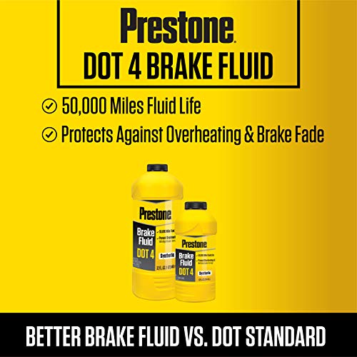 Prestone AS800Y DOT 4 Brake Fluid, Synthetic, High Grade, 50,000 Mile, 12 oz. - size: 12 Fl Oz (Pack of 1)