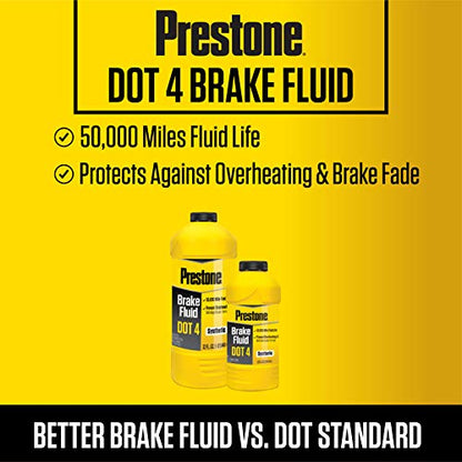 Prestone AS800Y-6PK DOT 4 Brake Fluid, Synthetic, High Grade, 50,000 Mile, 12 oz., (Pack of 6) - size: 12 Fluid Ounce, (Pack of 6)