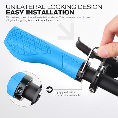 GXCROR Bike Grips,Ergonomic Bicycle Handlebars Grips Shock Absorbing Dual-Density Silicone,Universal 22.2mm Fit with 3D Non-Slip Pattern,Scooter Grips - color: Blue