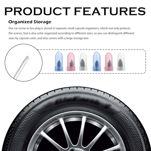 100PCS 3-Size Tire Repair Rubber Nail Kit with Screwdriver - color: 3 Size/100PCS