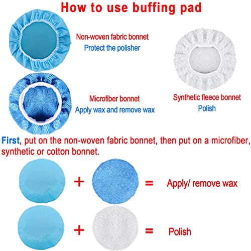 SIQUK 17 Pieces 3 Inch Buffing Pads Foam Polishing Pad Wax Buffer Polish Pads Bonnets Car Polishing Buffing Pad Buffer Attachment for Drill - size: 3 Inch
