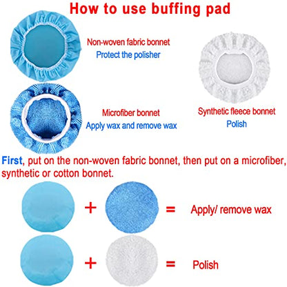 SIQUK 17 Pieces 3 Inch Buffing Pads Foam Polishing Pad Wax Buffer Polish Pads Bonnets Car Polishing Buffing Pad Buffer Attachment for Drill - size: 3 Inch