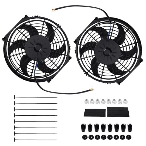 maXpeedingrods 2X 10 inch Universal Slim Fan Push Pull Electric Radiator Cooling 12V Mount Kit - size: 10 inch