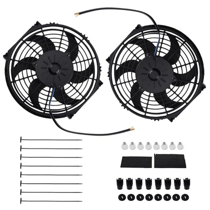 maXpeedingrods 2X 10 inch Universal Slim Fan Push Pull Electric Radiator Cooling 12V Mount Kit - size: 10 inch