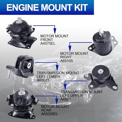 5PCS Engine Mount Set for Acura TLX 2015-2020, Accord 2013-2017 V6 3.5L - size: 2013-2017 Honda Accord V6 3.5L