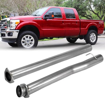 Stainless Steel Exhaust Pipe Kit for 2011-2017 Ford F250 F350 F450 Super Duty 6.7L 4" Powerstroke Diesel - size: for 2011-2017 F250 F350 F450
