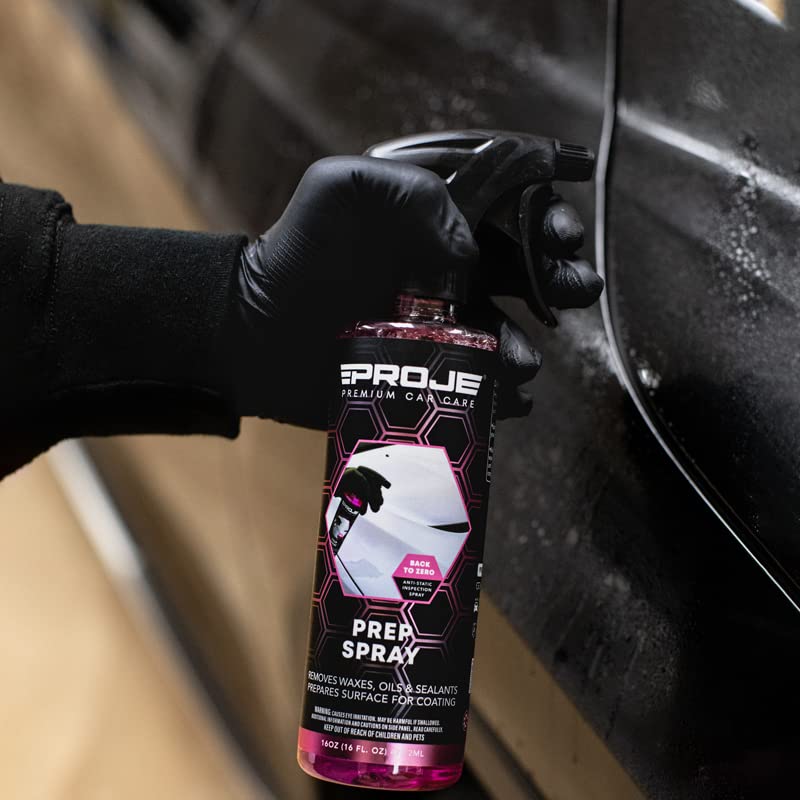 Prep Spray - Surface Prep Before Ceramic Coating - Removes Polishes & Oils - Anti Static Formula - PH Neutral Panel Wipe - Safe on All Surfaces - 16 Fl Oz by Proje Premium Car Care - size: 16 Ounce (Pack of 1)