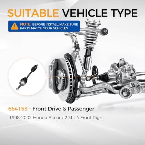 PAROD 664153 CV Axle Assembly Fit for 1998 1999 2000 2001 2002 Honda Accord 2.3L L4 - Front Right Passenger Side