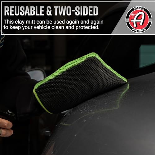 Adam's Clay Mitt (Green, 2pk) - Car Detailing Medium Grade Clay Mitt Glove Quickly Removes Debris from Your Vehicle Exterior Paint, Glass, Wheels, Chrome & More - size: Green - 2pk