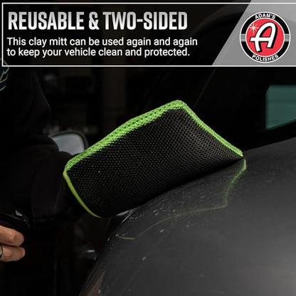 Adam's Clay Mitt (Green, 2pk) - Car Detailing Medium Grade Clay Mitt Glove Quickly Removes Debris from Your Vehicle Exterior Paint, Glass, Wheels, Chrome & More - size: Green - 2pk
