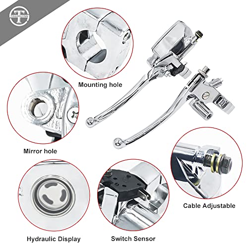 1" Brake Clutch Master Cylinder for Honda Shadow VT600 VT750 VT1100 VT1300 - color: Silver