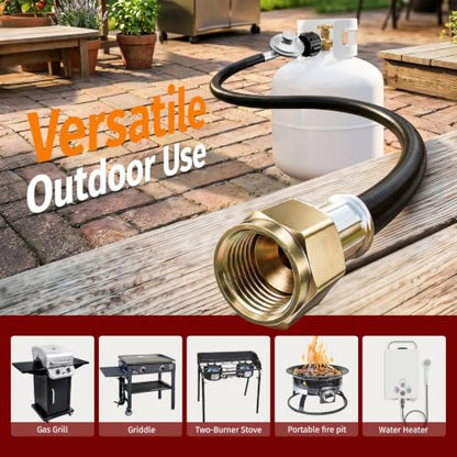 SHINESTAR 5 FT Gas Grill Regulator and Hose, 3/8" Female Flare - size: 5 Feet