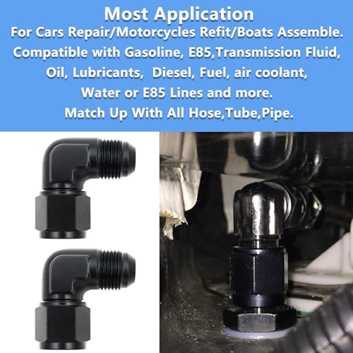 6AN Female to 6AN Male Flare 90 Degree Swivel Fitting Adapter Aluminium - size: 6AN