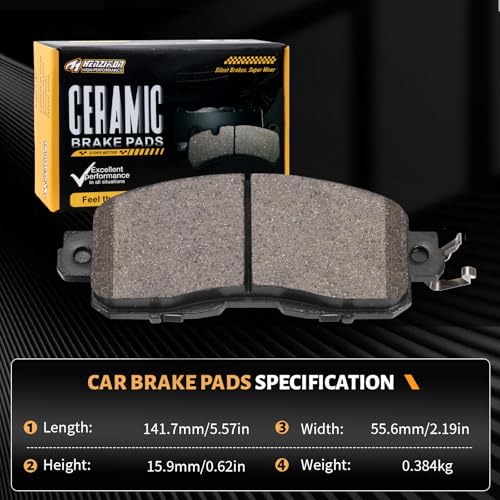 HYFTJYZ Ceramic Front Brake Pads Set Compatible with 2013 Nissan Altima SV/Base/SL,For 2014-2025 Altima (All Models),For 2014-2017 Nissan Leaf (D1650) - color: HZ1650