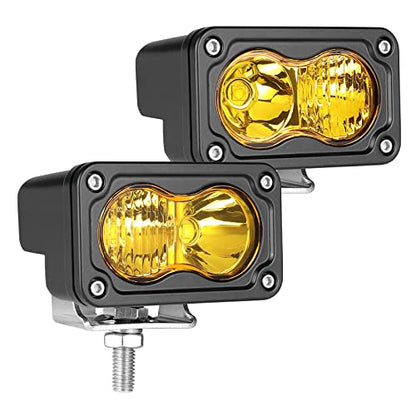 LED Pods Amber 3" Driving Fog Light Yellow Off Road Lights - color: Yellow