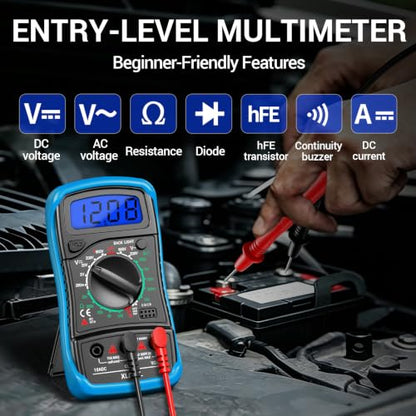 ANENG Digital Multimeter with Case, AC/DC Voltmeter, Ammeter and Ohmmeter - color: Blue