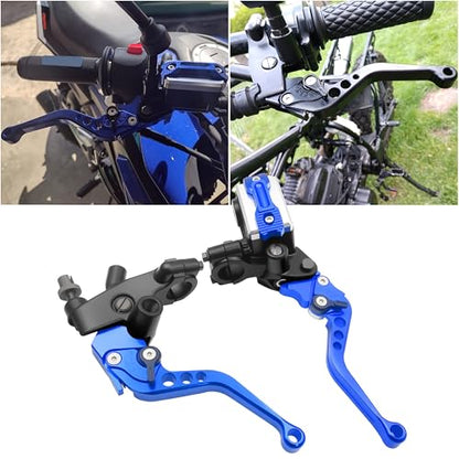 Universal Motorcycle 7/8" 22mm Handlebar Brake Master Cylinder Clutch Lever CNC Left & Right Set Compatible with Honda Kawasaki Suzuki Yamaha（ Piston Diameter 12.7mm (Blue) - color: Blue
