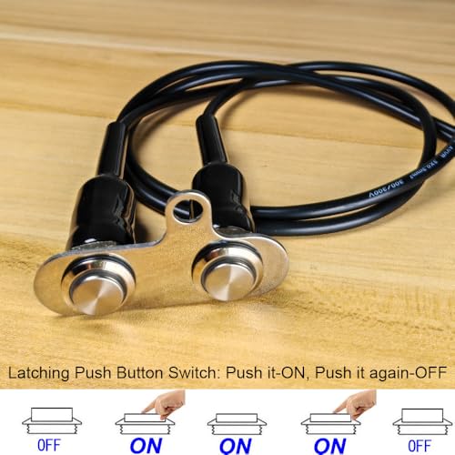 Gebildet 2pcs Universal Latching Stainless Steel Blue LED Motorcycle Switch 5A/12V ON-OFF Handlebar Adjustable Mount Waterproof Switches Button - color: Blue LED-Latching*2