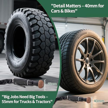 Low Speed Air Tire Buffer, Tire Buffer Full Kit Repair Polish Patch Tools with Tungsten Steel 42 mm 55mm Grinder Heads, Inner Liner Wheel Tire Polish Tire Buffing Scrapper Roller - size: Original