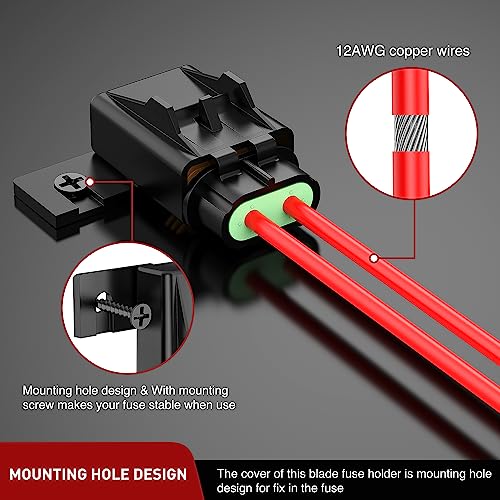 Nilight 6PCS Inline Fuse Holder 12AWG Waterproof ATC/ATO Blade Holder - color: 18Pcs Fuses + 12AWG Holder 6