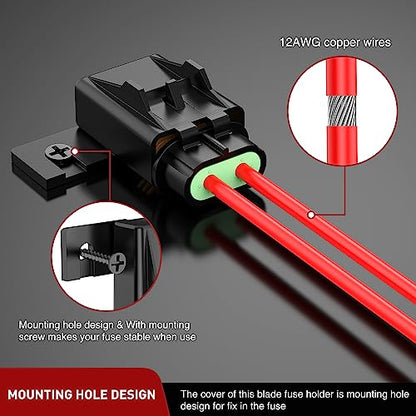 Nilight 6PCS Inline Fuse Holder 12AWG Waterproof ATC/ATO Blade Holder - color: 18Pcs Fuses + 12AWG Holder 6