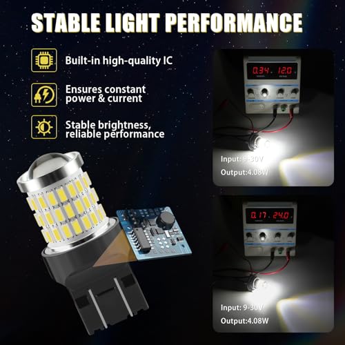 iBrightstar 7443 LED Bulb White, 7440 LED Reverse Light Bulbs Super Bright for Backup Lights Tail Lights Parking Lights, 2 Pack - color: White, size: 7443