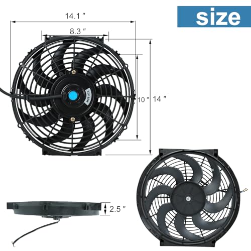 14 Inch Universal Slim Fan Push Pull Electric Radiator Cooling Fan - size: 14inch 90W