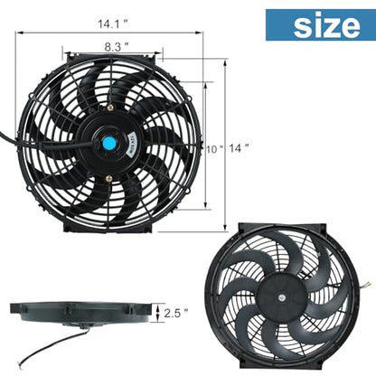 14 Inch Universal Slim Fan Push Pull Electric Radiator Cooling Fan - size: 14inch 90W