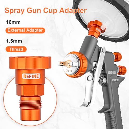 REFINE 650ml Universal Disposable Paint Sprayer Mixing Cups kit and M16*1.5mm External Thread Spray Gun Cup Adapter fit RS8808G Spray Gun or Other M16*1.5mm Internal Thread of Spray Guns