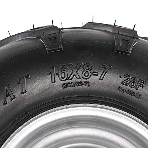 Pair 3 Lug 16x8x7 16x8-7 16x8.00-7 Tire On Rim Wheel 7" inch Wheels Tubeless for Go Kart ATV UTV Quad Mini Dirt bike Buggy Golf Cart 70cc 110cc 125cc 150cc