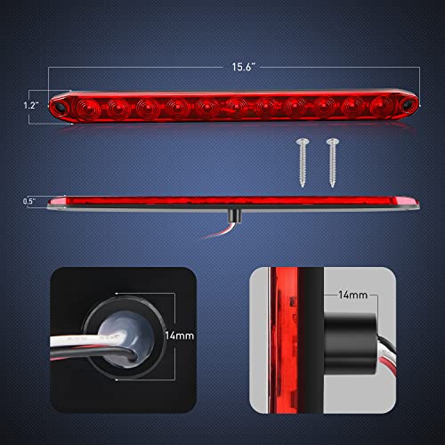 Nilight 16" LED Trailer ID Marker Light Bar, Red, 2-Pack - color: 2Pcs 16" Red 11LED