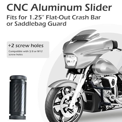 Crash Bar Sliders End Caps CNC Carbon Fiber Inlay Decorative Colored Ends Fits for 1.25" Front Engine Guard Rear Saddlebag Guard (Black) - color: Black
