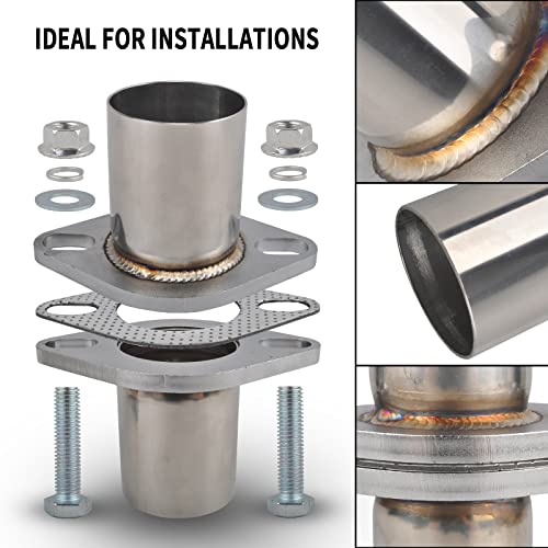 Exhaust Flange Bolts Quick Fix Repair Pipe Kit w/Gasket & Hardware, 2.25'' Inch OD 2 Bolts T304 Stainless Steel Universal Flange Replacement Kit - size: 2.25"OD-2 Bolts