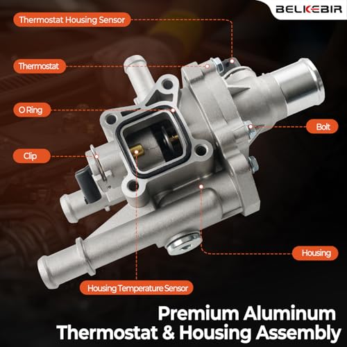 Upgraded Aluminum Engine Coolant Thermostat Housing with Sensor O-Ring, Compatible with Chevrolet Cruze 2011-2016, Sonic 2012-2018, Trax 2013-2020 1.6L 1.8L, Replaces# 25192228 25199824 902-033