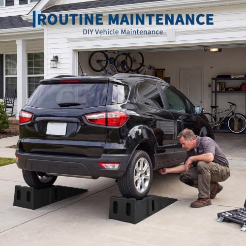 Garvee 2 Pack Low Profile Car Service Ramps, 6 t Heavy Vehicle Lift Ramps - color: Black, size: 6T