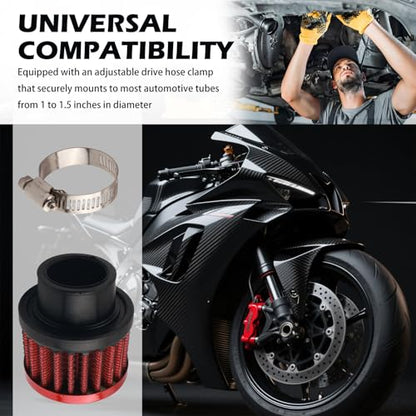 25mm Cold Air Intake Filter,Cold Air Filter with 1"-1.5" Adjustable Drive Hose Clamp for Secure Fit and Improved Airflow,Car Accessories Compatible with Car Airs Intake Systems