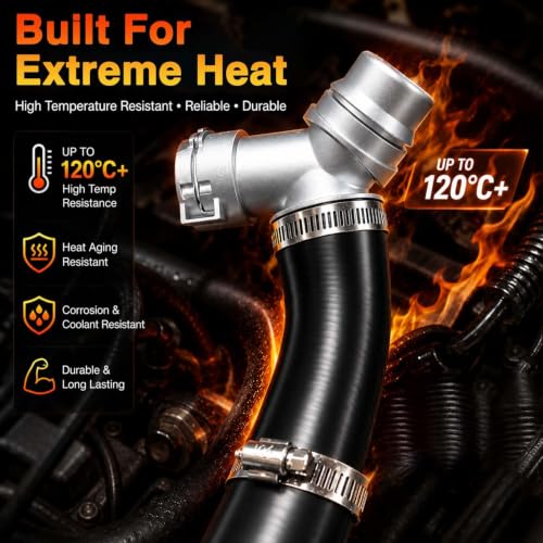 Upgraded Engine Heater Hose Aluminium T-Connector Pipe with Engine Radiator Coolant Hose O-Ring Seal Set Compatible with Ford F-150 Mustang Lincoln Mark Replace # DR3Z-8566-A - size: T-Connector Pipe&O-Ring
