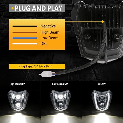 RAMJET4X4 LED Dirt Bike Enduro Supermoto Motorcycle Headlight W/DRL - color: orange
