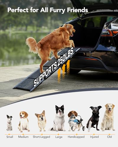 PetThem Dog Ramp for Car, 71" L × 19.7" W, Extra-Long Extra-Wide Foldable - size: Upgraded 71'' L x 19.7" W