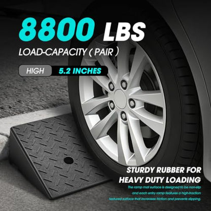 DNA Motoring 2pcs 5.2" Rise Rubber Curb Ramp Heavy Duty Loading Driveway Ramp Threshold Ramp 19.1" W x 13.5" D x 5.2" H for Loading Dock, Warehouse, Motorcycles, Cars, TOOLS-00645 - style: 5.2 in 2pcs