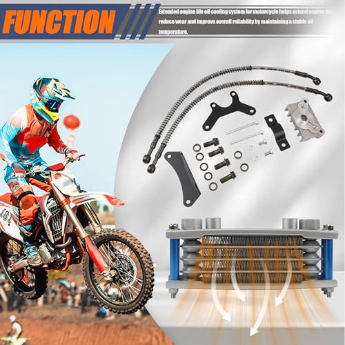 Motorcycle Oil Cooler,Engine Cooling Radiator Compatible with 50cc 70cc 90cc 110cc 125cc 140cc ATV Go Kart Off Road-Blue - color: Blue