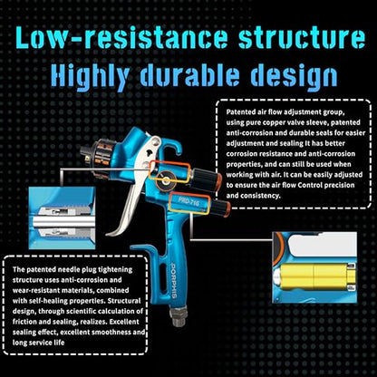 HVLP Automotive Refinishing Spray Gun PRD-716 1.3mm Nozzle Paint Spray Gun, Blue - color: Blue-Disposable paint cup