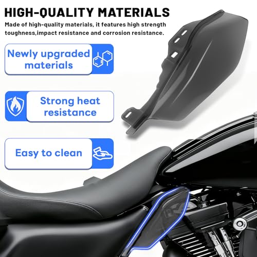 Heat Shields for Harley Davidson Touring Street Glide Road Glide Electra Glide Road King Ultra Limited Tri Glide CVO 2017-2024 2025, Gloss Black - color: Black