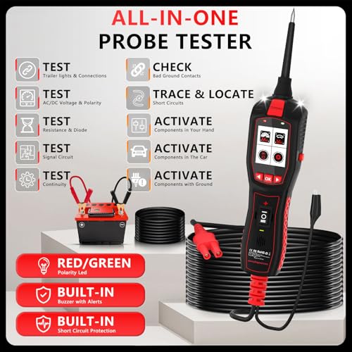 Electrical Tester for 12V 24V Cars, Short Circuit Breaker Finder Tool, Automotive Circuit Tester, AC DC Diode Resistance Relay Tester, Continuity Test Digital Multimeter/Ohmmeters, 40FT Cable