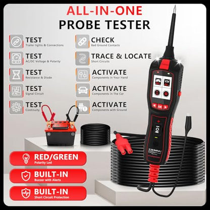 Electrical Tester for 12V 24V Cars, Short Circuit Breaker Finder Tool, Automotive Circuit Tester, AC DC Diode Resistance Relay Tester, Continuity Test Digital Multimeter/Ohmmeters, 40FT Cable