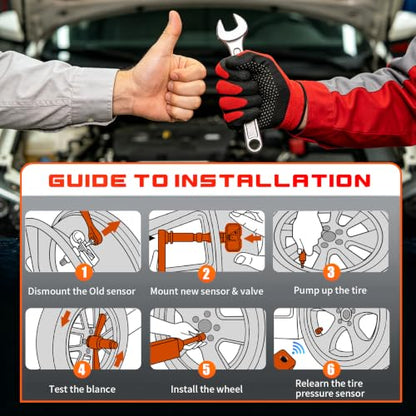 TPMS Sensors, 4PCS GM 433MHz Tire Pressure Sensors with 50448 Relearn Tool - size: 13598773