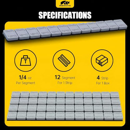 MIKKUPPA Grey 1/4oz Adhesive Stick on Wheel Weights 0.25oz, 12oz/Box - color: Grey, size: 48 PCS