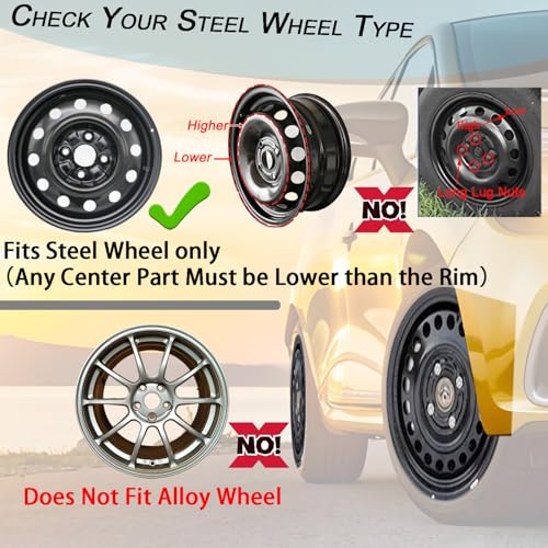 16 inch Hubcaps ABS Replacement for Steel Wheel（Non-Alloy） Snap-on Set of 4 - color: TT-Silver-Black, size: 16-inch