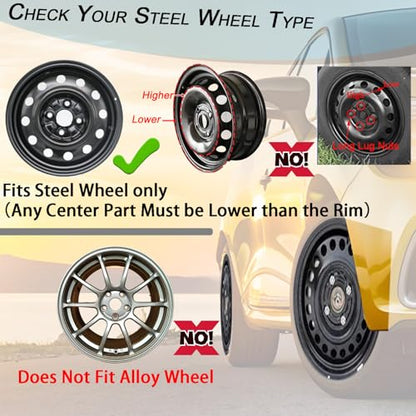16 inch Hubcaps ABS Replacement for Steel Wheel（Non-Alloy） Snap-on Set of 4 - color: TT-Silver-Black, size: 16-inch